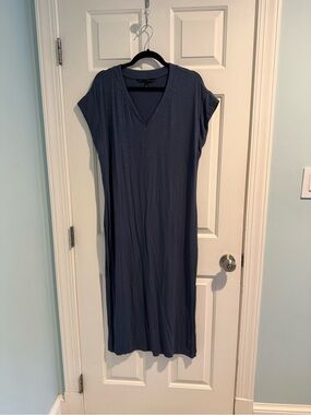 WHBM Blue V-Neck Midi Maxi T-Shirt Dress Size Large